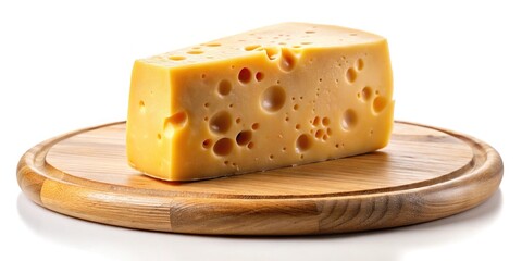 Close-up shot of cheese on a wooden board isolated background