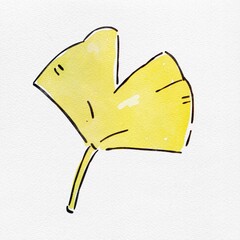 水彩 秋を彩る、イチョウのおしゃれな手描きイラスト