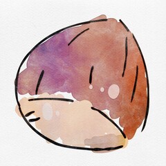 水彩 秋を彩る、栗のおしゃれな手描きイラスト
