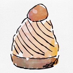 水彩 秋を彩る、モンブランのおしゃれな手描きイラスト