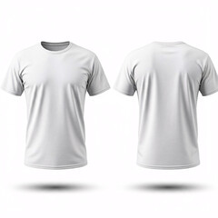 blank white t-shirt mockup front and back view isolated on white background