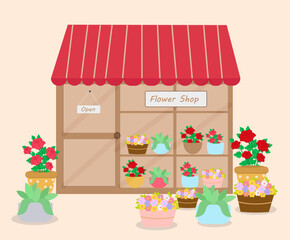 Vector illustration of a beautiful flower shop