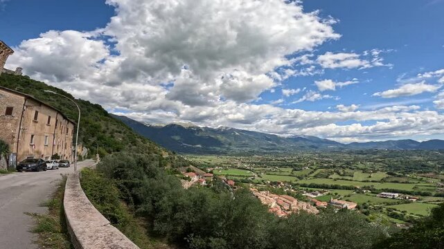 View of the landscape around Alvito, a village in Lazio in Italy.