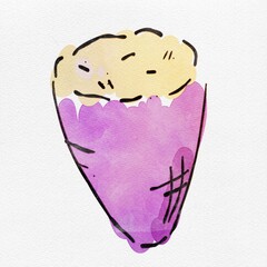 水彩 秋を彩る、さつまいものおしゃれな手描きイラスト
