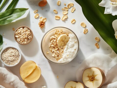 A nurturing protein for prenatal and postnatal health layout, showcasing protein powders and shakes specifically formulated for pregnant women, 