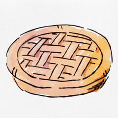  水彩 秋を彩る、アップルパイのおしゃれな手描きイラスト
