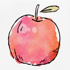  水彩 秋を彩る、りんごのおしゃれな手描きイラスト