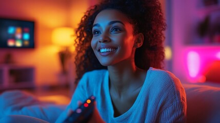 Fototapeta premium Cozy Evening Watching TV