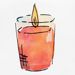水彩 秋を彩る、ろうそくのおしゃれな手描きイラスト