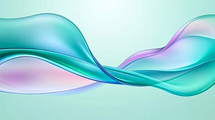 Obraz premium Smooth and dynamic wave shapes in abstract form flow across a light green background, creating a visually appealing tech aesthetic
