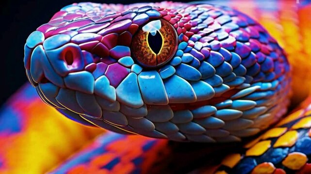 close up of a colorful snake