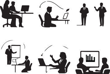Collection Of Corporate management icon set,
Business people illustration sign collection.
