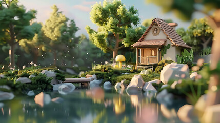 cartoon 3d cute scene