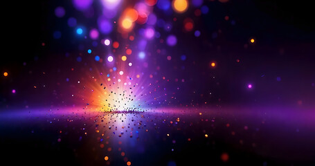 Obraz premium colorful abstract light and particles background, bokeh lights, vibration, copy space, room for text