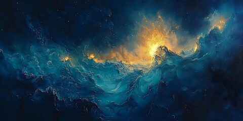 Obraz premium Abstract cosmic scene with vibrant colors and textures.