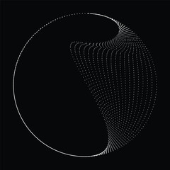 Dots in Circle Form . Dotted rounded shape Vector Illustration .Lots of halftones form a ring . Design element . Various halftone dots forming round frame . Abstract Geometric dot art 