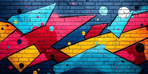 Obraz premium Vibrant abstract graffiti on a brick wall.