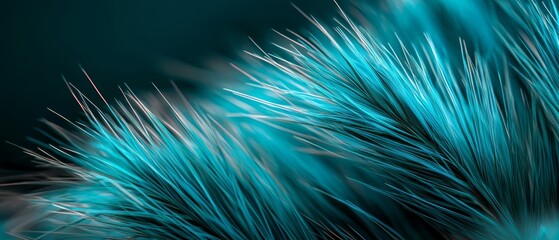 Obraz premium A close-up of a blue plant with long, thin stalks of grass in the foreground