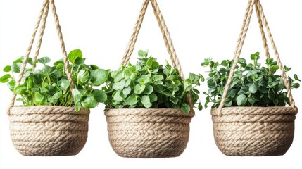 Obraz premium Hanging Plants in Woven Baskets
