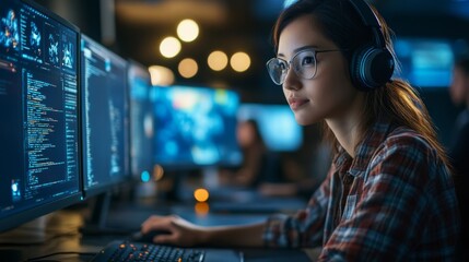 Young Female Programmer at Work