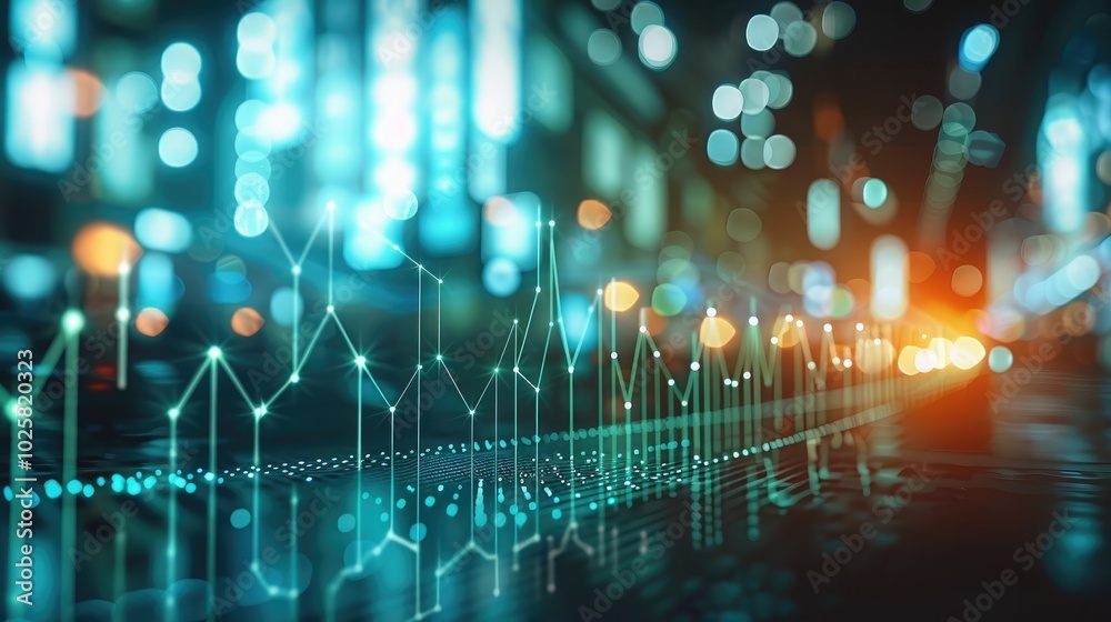 Aufkleber a background image of the stock market prices going up with an arrow using light green dark green an
