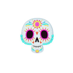 Cute cartoon character of Skull on Dia De Los Muertos. 3d render.