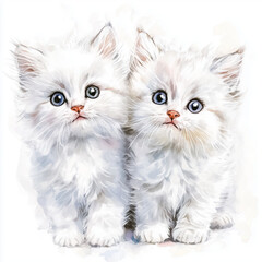 watercolour kitten on a white background