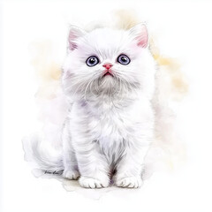 Fototapeta premium watercolour kitten on a white background