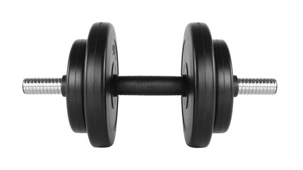 Sport and fitness - Front view Dumbbell with four weights. Isolated
