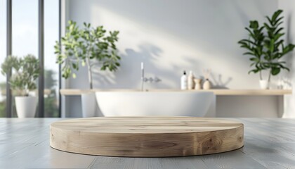 Podium for product presentation with shadows on the wall