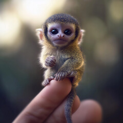 Obraz premium A little monkey sitting on a hand