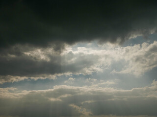 Expressive and dramatic cloudy sky. Background for design and replacement. Moody scene.