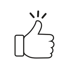 Thumbs up and like sign editable stroke outline icon isolated on white background flat vector illustration.