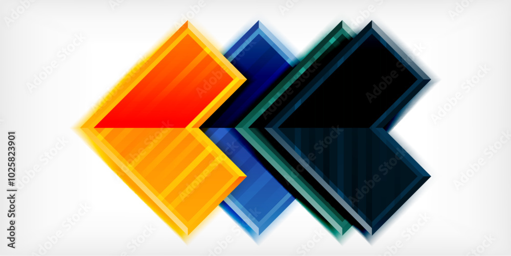 Poster Arrow symbols created with 3d effects and line texture geometric abstract background