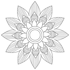 black and white mandalas - mandala coloring pages - easy mandala adult coloring page - simple mandala coloring pages - coloring book mandala page for kdp book interior - mandala on white background