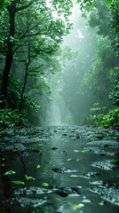Obraz premium Rainy Forest Path - Nature Photography