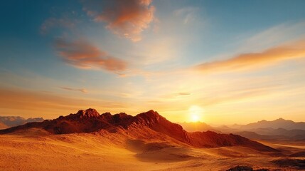 Serene Sunset Over a Vast Desert Landscape