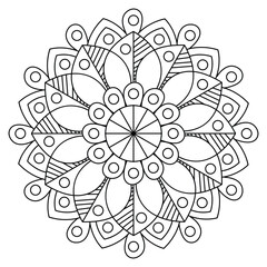 black and white mandalas - mandala coloring pages - easy mandala adult coloring page - simple mandala coloring pages - coloring book mandala page for kdp book interior - mandala on white background