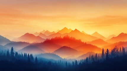 Fototapeta premium Majestic Mountain Landscape at Sunset