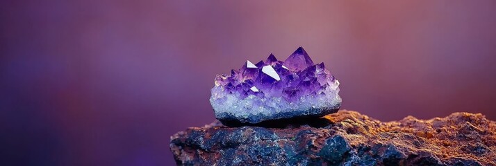  A purple rock with a smaller, identical one atop it against a backdrop of larger purple rocks