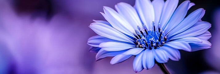 Obraz premium A tight shot of a blue bloom against blurred foreground and background