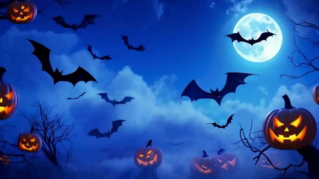 halloween background with pumpkin and bats