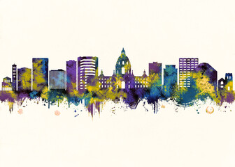 Obraz premium Pasadena City Skyline. Cityscape Skyscraper Buildings Landscape City Downtown Abstract Landmarks Travel Background Modern Art Architecture Business View Building Corporate