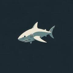 Naklejka premium Minimalist of shark on dark background