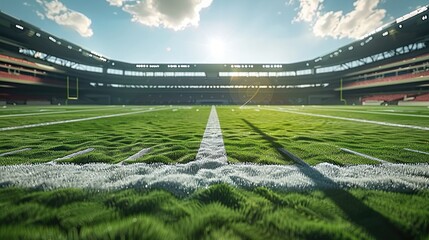 Fototapeta premium A football stadium and green grass field.