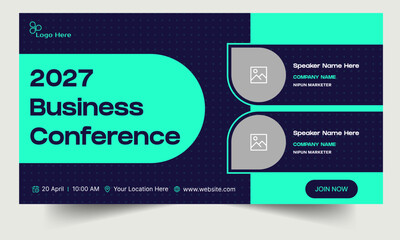 Business webinar banner template design, webinar banner design, business conference banner, fully customizable vector eps 10 file format