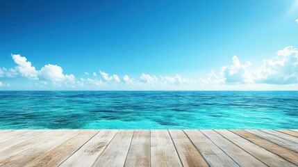 Fototapeta premium Calm Ocean View Under Blue Sky and Gentle Waves