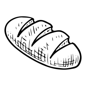 recommend clip art: Loaf of bread hand drawn doodle. Baked bun. Bakery. Wheat dough pie. Sweet food. Homemade pastry. Sugar biscuit dessert. Vector sketch line art illustration.