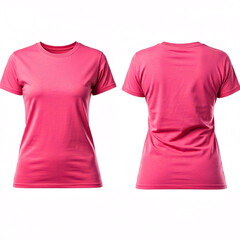 pink women's t-shirt mockup front and back view