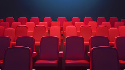 Obraz premium A row of red chairs in a theater